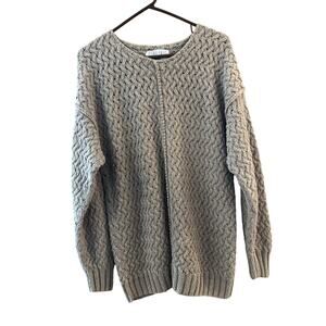 Hand Knit VTG Limited Basket Weave Sweater Sz 8 Ramie Cotton Beige Cottagecore